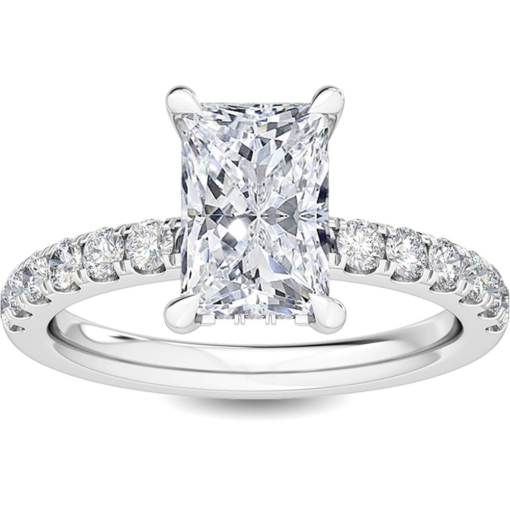 Genuine Radiant cut diamond with certificate engagement ring - Picture 6 of 6